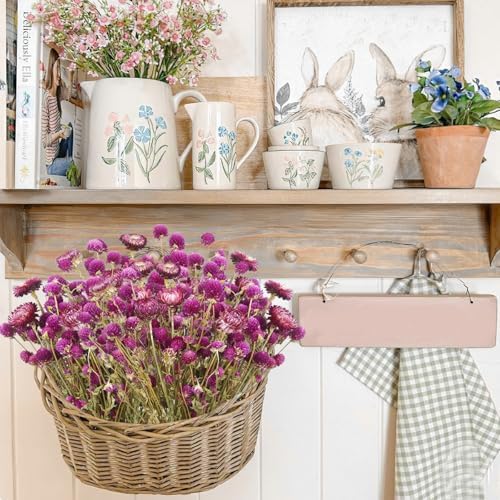 Dried Flowers Bouquet Purple Daisy Amaranth Chrysanthemums Wedding Centerpiece Decor