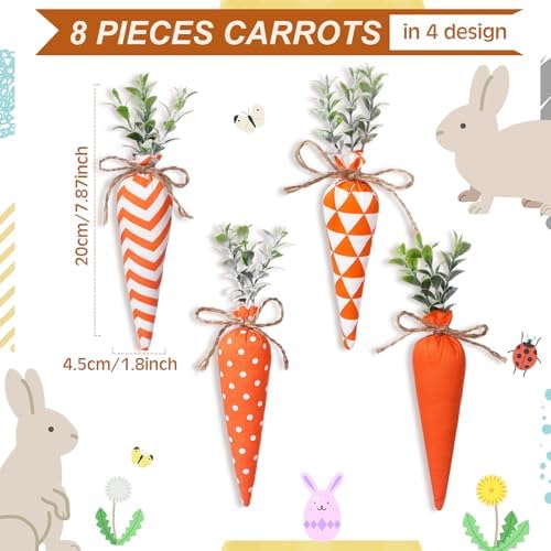 Skylety 8 Pcs Bright Easter Carrot Decorations