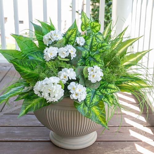 10 Bundles Artificial Greenery Plants and Flowers for Outdoor