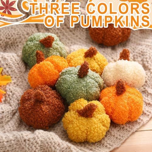 9 Pcs Mini Fleece Pumpkins Fall Decor