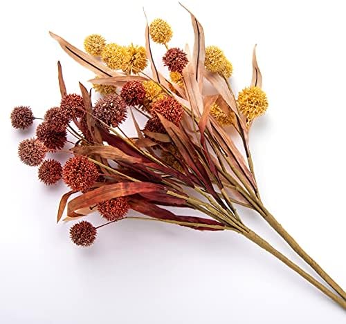 WESAIL Thistle Globe Artificial Flowers Bouquet 2 Pack