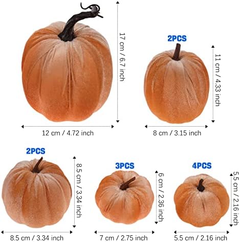 12Pcs Artificial Velvet Pumpkin Set Fall Decor
