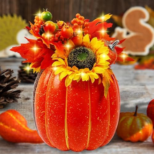 MorTime 11 Inch Lighted Pumpkin Decor