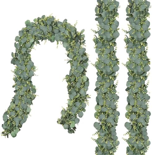 Cqure 3Pcs Eucalyptus Garland for Wedding Bedroom Fireplace Decor