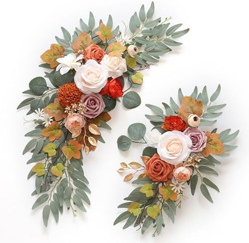 Champagne Orange Artificial Flower Swag Set of 2 for Wedding Arch