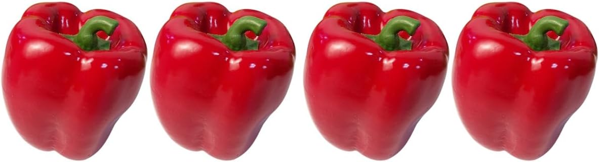 LUOZZY 4 Pcs Realistic Red Bell Pepper Artificial Vegetables 1