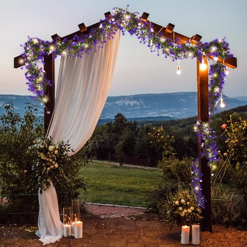 RECUTMS Lighted Eucalyptus Garland with Hooks and LED Lights