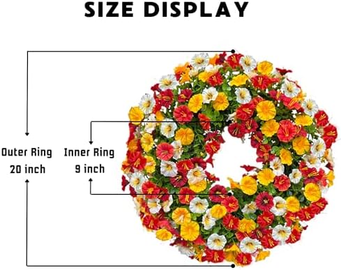 Florielle 20 Inch Fall Wreath with Petunias and Morning Glories
