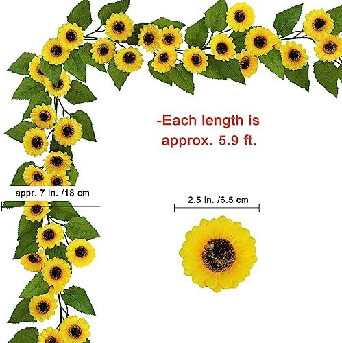 Winlyn 2 Pcs 59 Ft Artificial Sunflower Garland