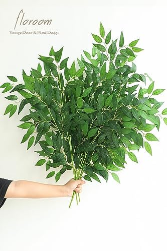 Floroom 12pcs Artificial Italian Ruscus Greenery Stems 28 Inch