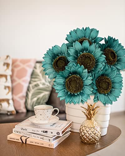 Hollyone Large Silk Sunflowers Artificial Flowers 6PCS 26 Long Stem Bouquet