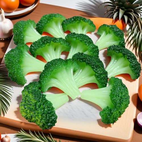 12pcs Fake Broccoli Slices Artificial Vegetables Decoration Props