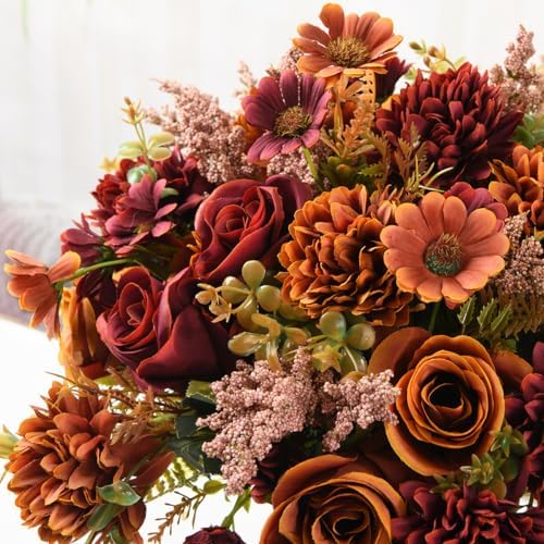 INQCMY Artificial Flowers with Vase for Decor