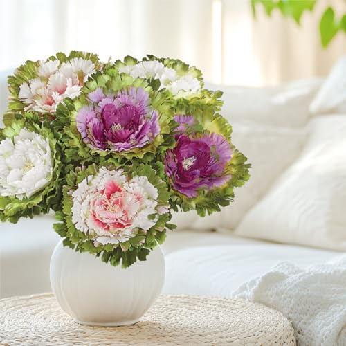 Collections Etc Artificial Cabbage Roses Set of 6