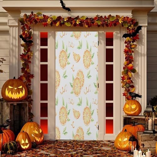 Susiyo Halloween Orange Door Cover Stretch Fabric