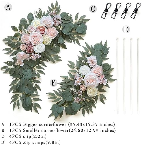 Pink Ivory Artificial Wedding Flower Set of 2 for Welcome Arch