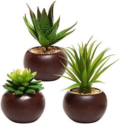 MyGift Artificial Succulent Plants Set of 3