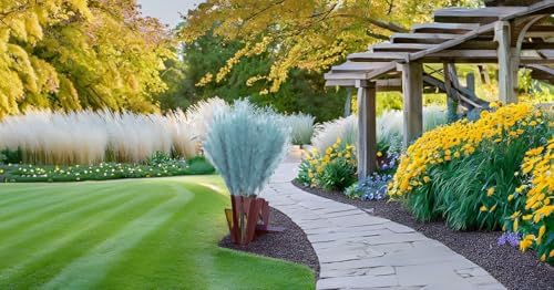 UiiziC Faux Pampas Grass 8 PCS 30 Inch Dusty Blue