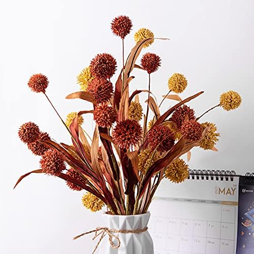 WESAIL Thistle Globe Artificial Flowers Bouquet 2 Pack