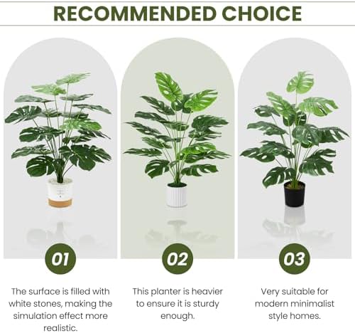 Guheake 28 Inch Fake Plants Artificial Monstera with Planter