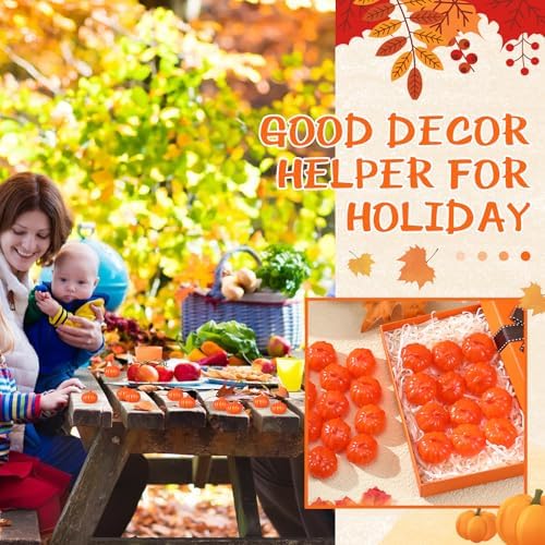 120 Pcs Artificial Mini Fall Pumpkins Decorations