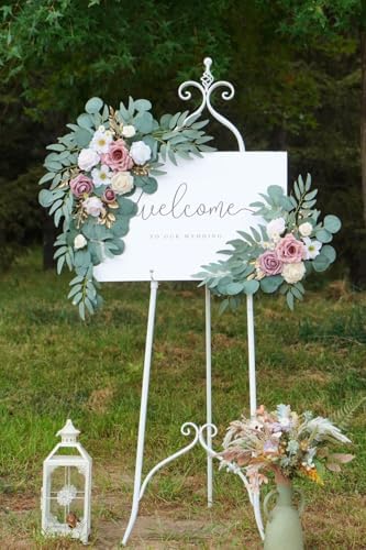 Muhanjia Wedding Sign Faux Flower Swag Pack of 2 1