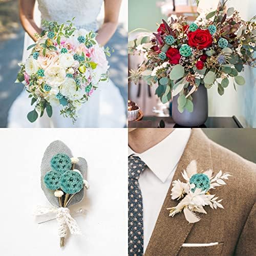 24 PCS Dried Billy Balls Flowers Bouquet Blue