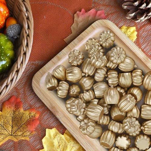 winemana Mini Pumpkins Fall Decorations 80 Pack Gold