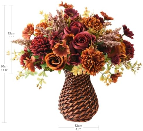 INQCMY Artificial Flowers with Vase for Decor