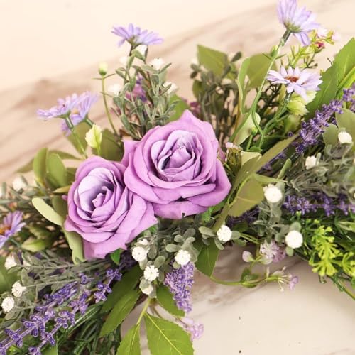 Lovmeety Daisy Artificial Flower Swag with Green Leaves