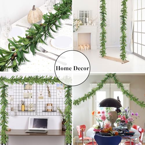UArtlines 2Pcs Artificial Olive Leaf Vine Garland with Fake Fruits