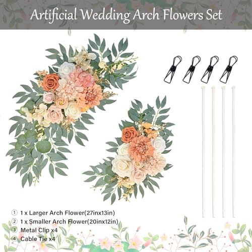 Burnt Orange Artificial Wedding Arch Flowers Set of 2