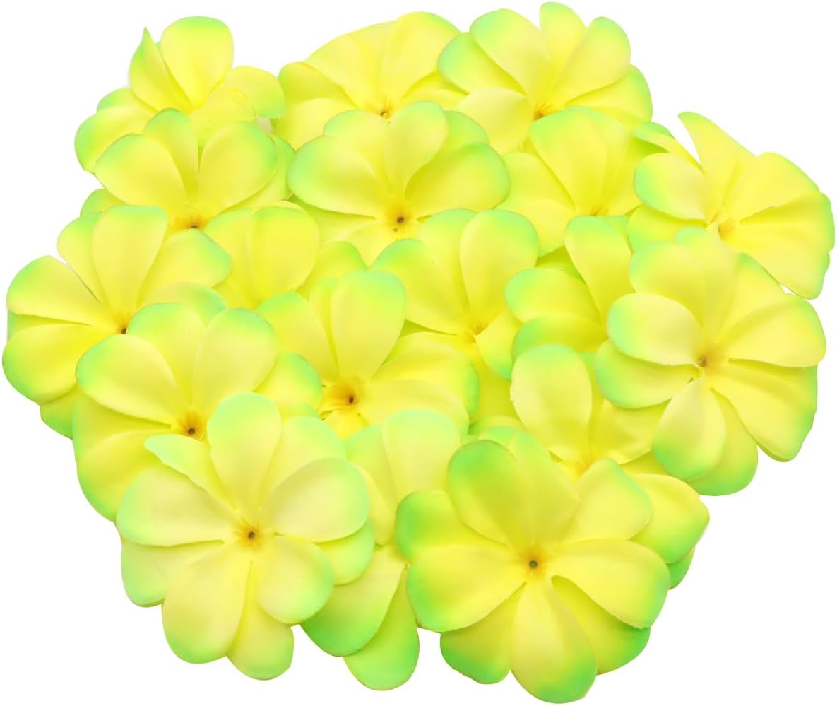 100 Pcs 28 Inch Hawaiian Plumeria Artificial Flower Heads Light Green