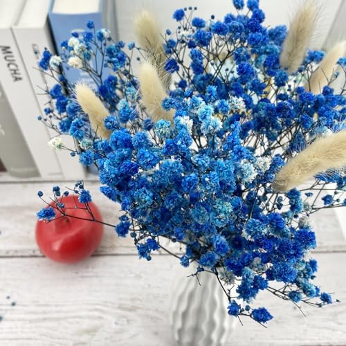 LBREVOGA Dried Flower Bouquet Blue Gypsophila