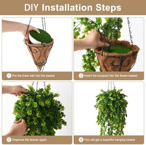 ZFProcess Artificial Hanging Plants Basket for Outdoor Decoration