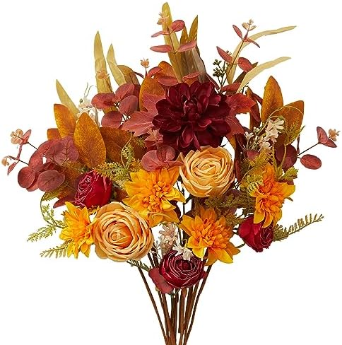 Annas Whimsy Artificial Flowers Bouquet with Pumpkins