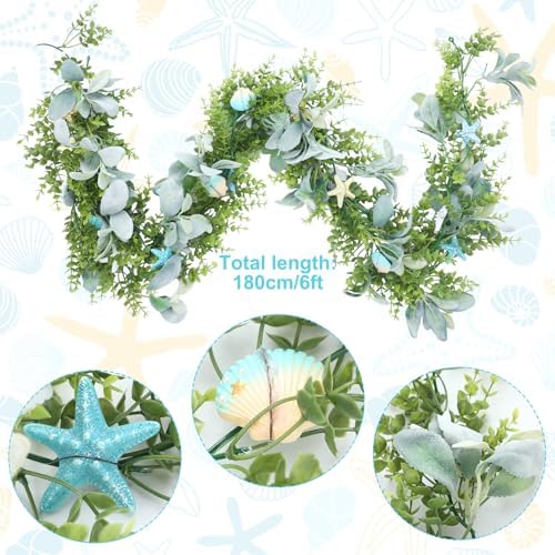 6 Ft Seashell Garland for Summer Decor