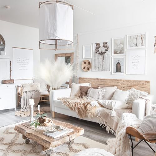 Ouddy Decor 8 Pcs Faux Pampas Grass Ivory
