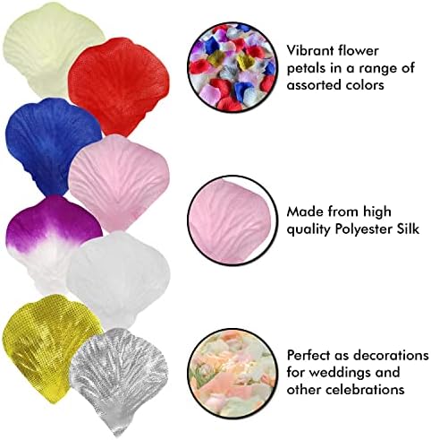 Millennial Essentials 1350 Pcs Artificial Silk Rose Petals Silver