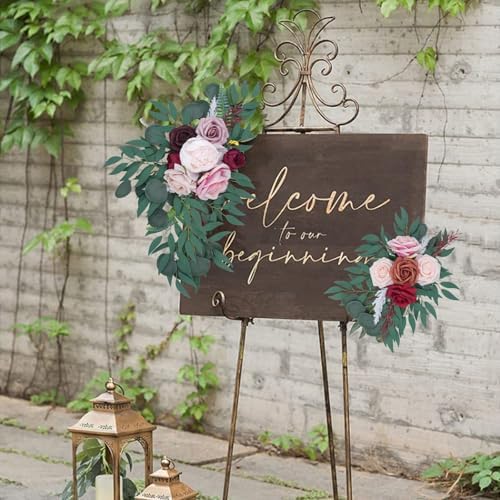 Elegant Artificial Flower Swag Wedding Welcome Sign Decor