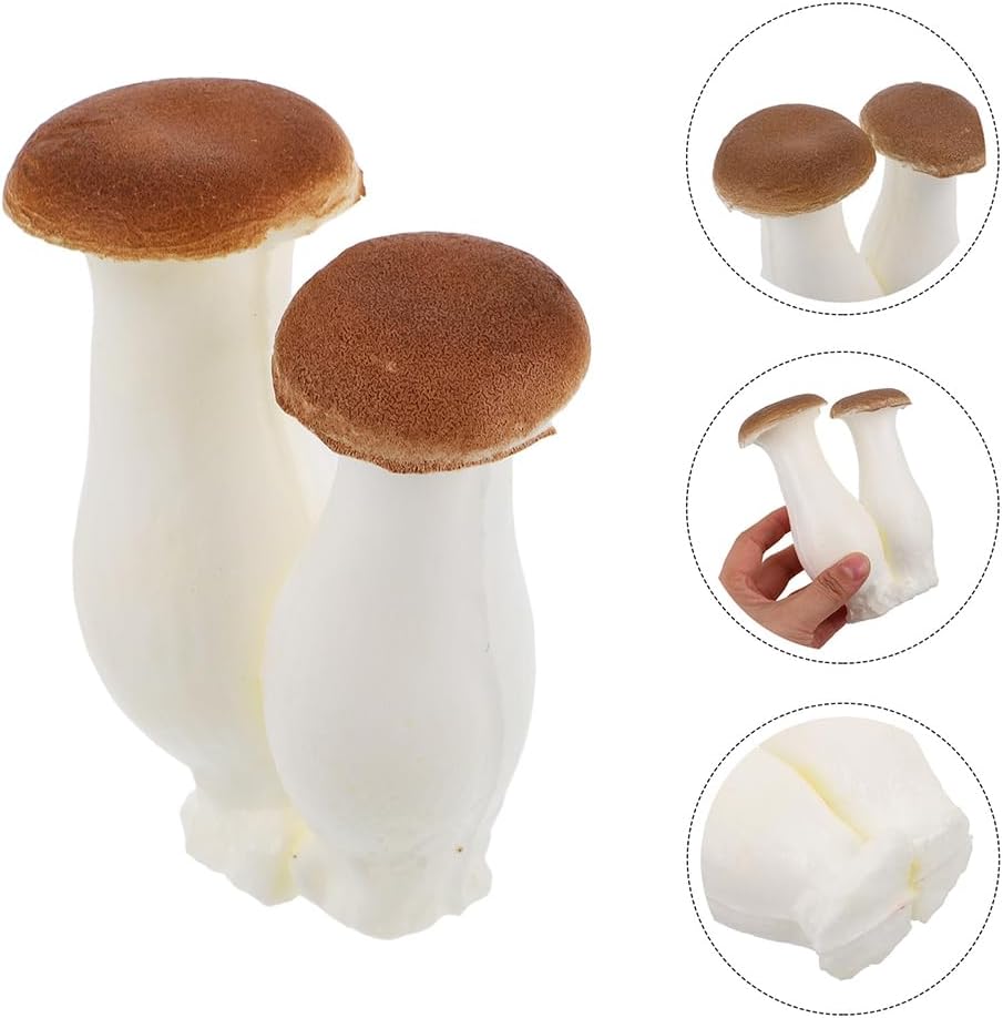 2pcs Realistic Fake Mushroom Decor Artificial Vegetable Models