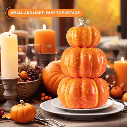 Ywlake 12 Pcs Artificial Orange Pumpkins Fall Decor