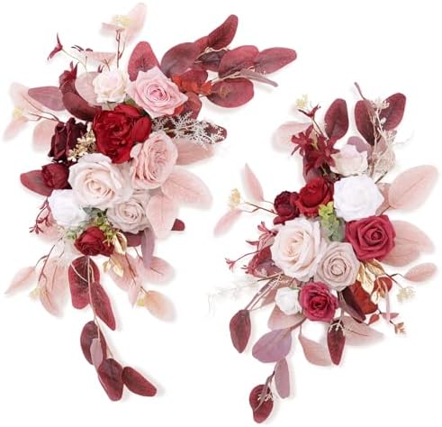 Odouzy Pack of 2 Reusable Red Artificial Wedding Arch Flowers