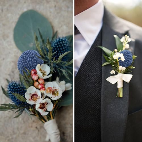 CISDUEO 20 Pcs Dried Billy Balls Blue Flowers Bouquet Decor