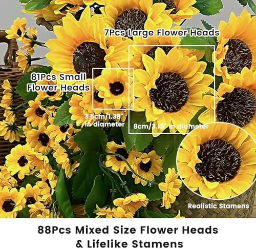 Daily Treasures 2PCS Artificial Hanging Yellow Sunflowers