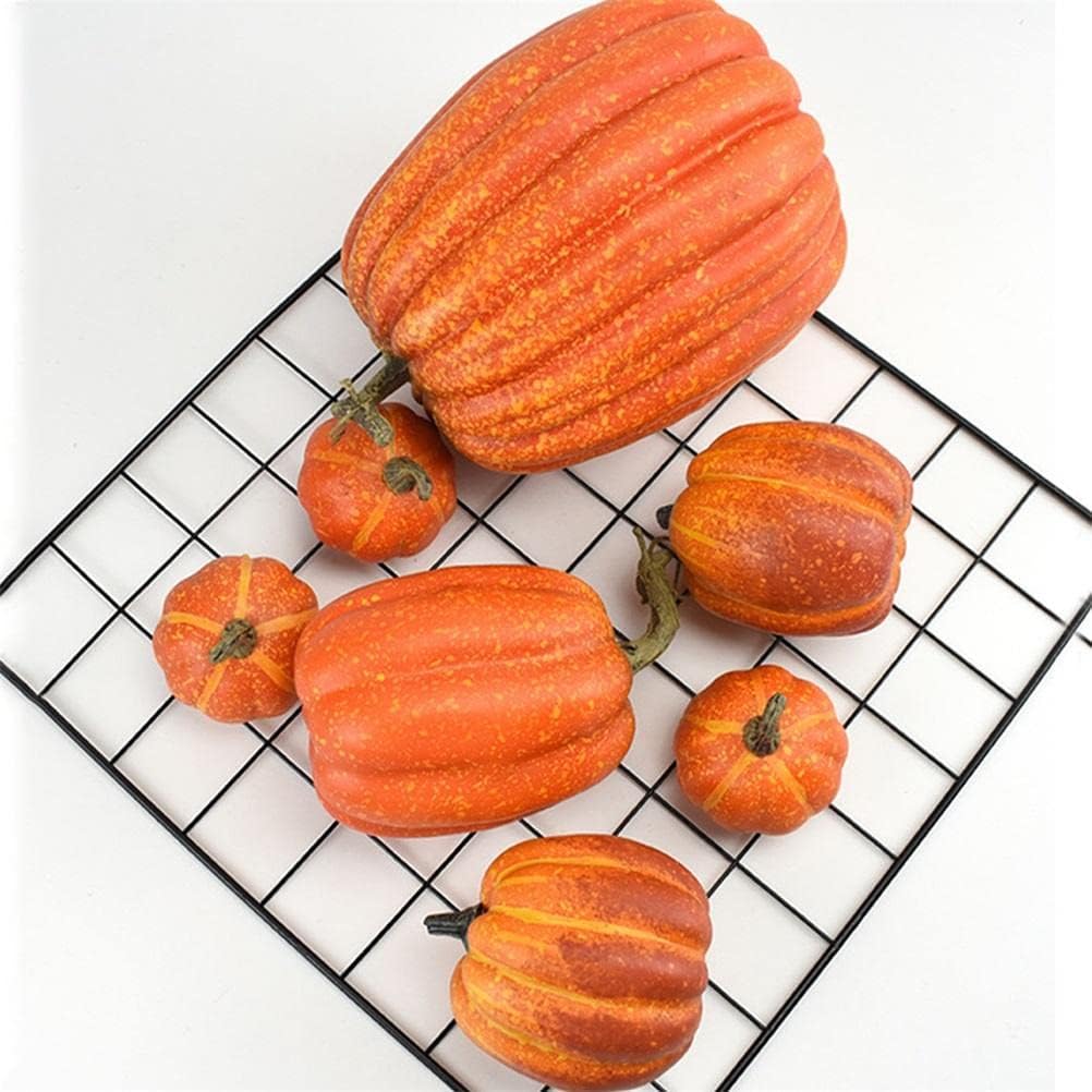 7Pcs Artificial Pumpkins Faux Foam Fall Decor Set