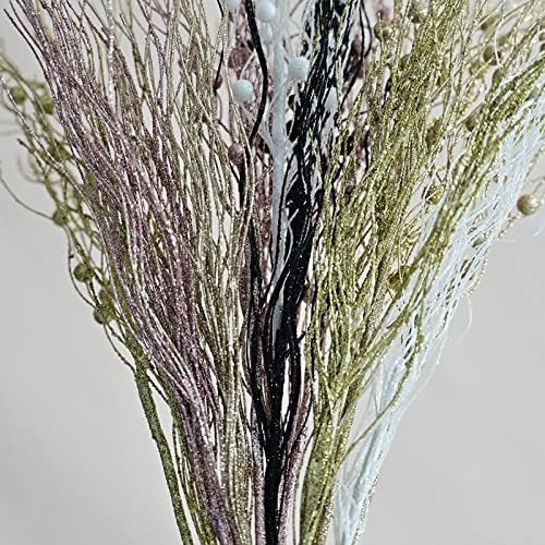 10 PCS Artificial Willow Branches Curly Ting 17 Inch Silver