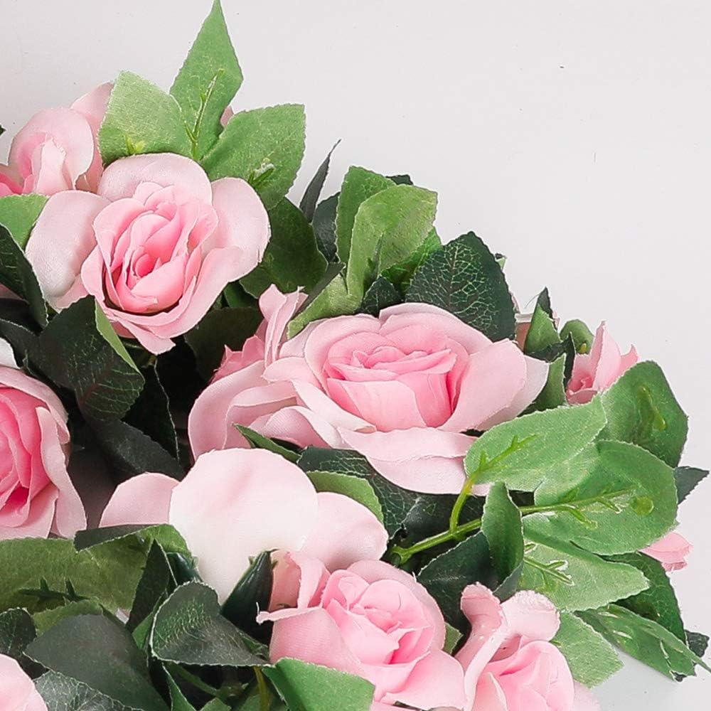 LESING Pink Artificial Rose Vines Garlands 4PCS 288FT