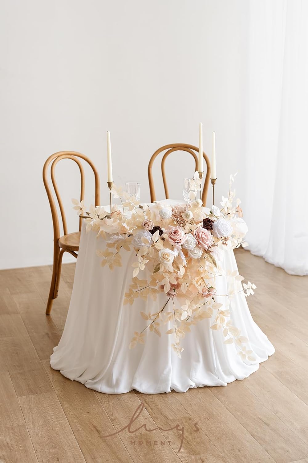 Lings Moment 2PCS White Beige Artificial Floral Swags Centerpieces