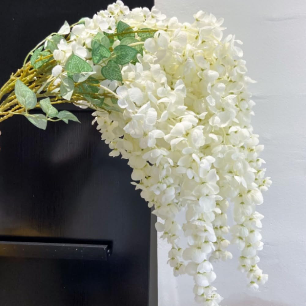 47 Inch Silk Amber Wisteria Artificial Flowers 2 Branches